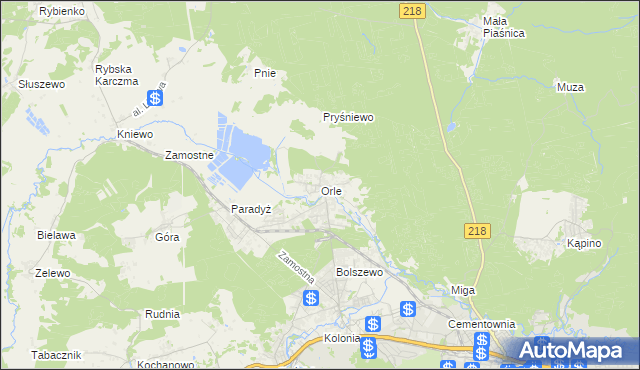 mapa Orle gmina Wejherowo, Orle gmina Wejherowo na mapie Targeo