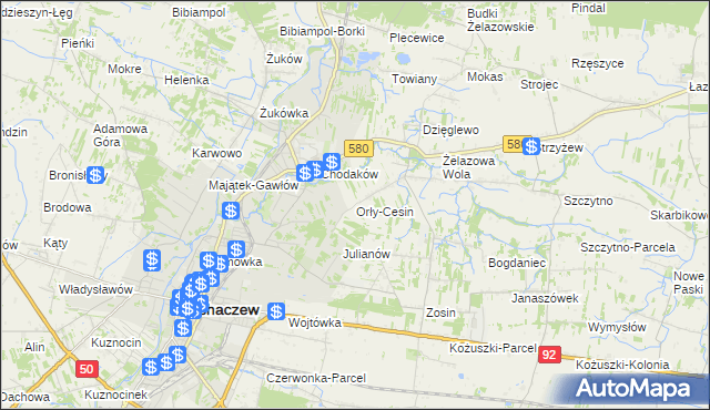 mapa Orły-Cesin, Orły-Cesin na mapie Targeo