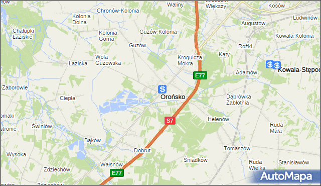 mapa Orońsko, Orońsko na mapie Targeo