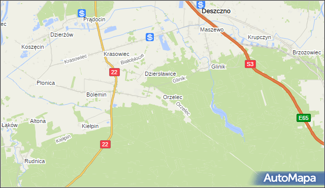 mapa Orzelec, Orzelec na mapie Targeo