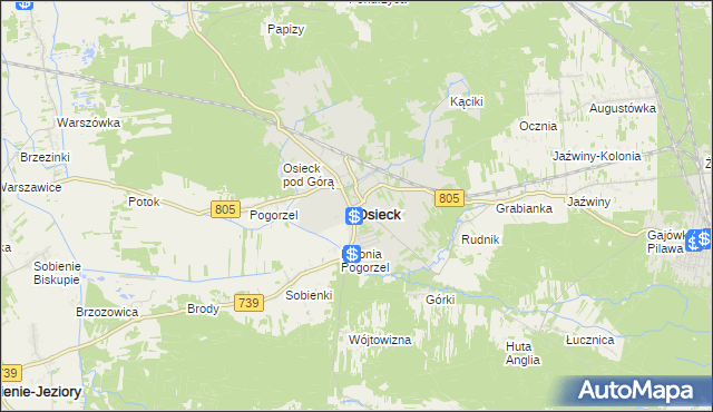 mapa Osieck, Osieck na mapie Targeo