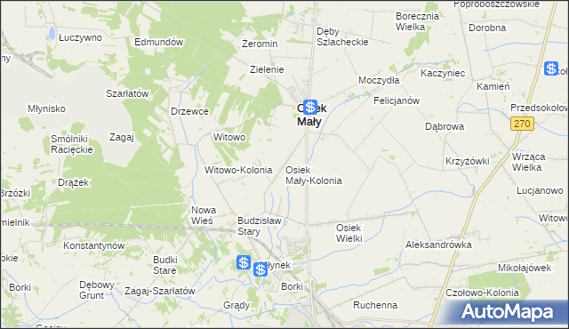 mapa Osiek Mały-Kolonia, Osiek Mały-Kolonia na mapie Targeo