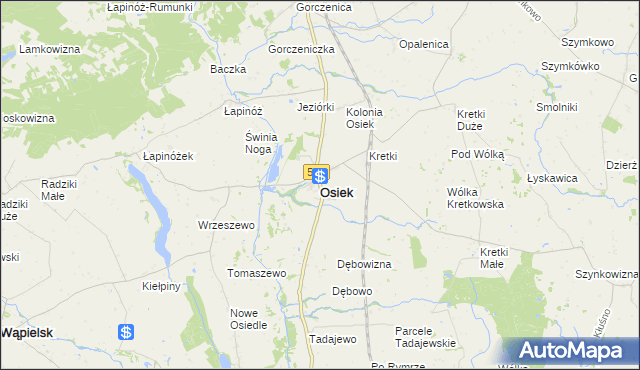 mapa Osiek powiat brodnicki, Osiek powiat brodnicki na mapie Targeo