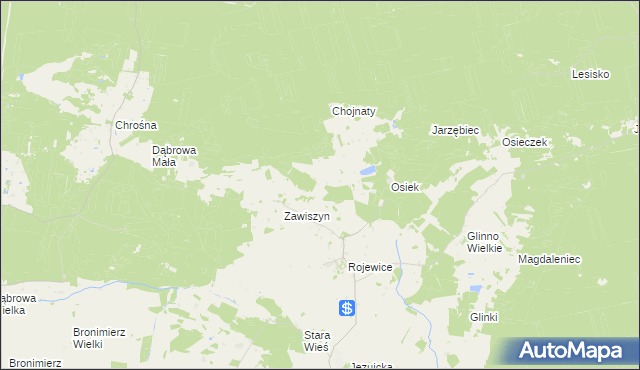 mapa Osiek Wielki gmina Rojewo, Osiek Wielki gmina Rojewo na mapie Targeo
