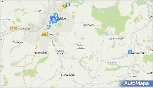 mapa Osina Wielka, Osina Wielka na mapie Targeo