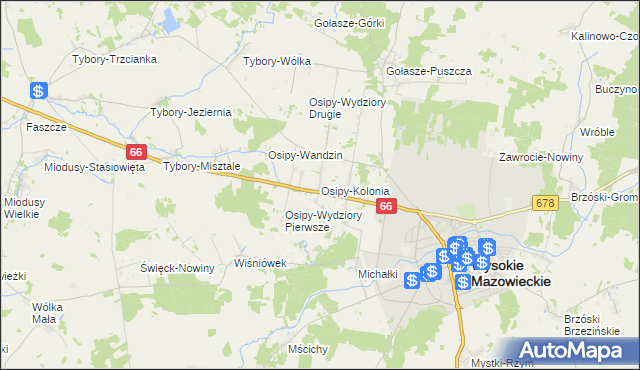 mapa Osipy-Kolonia, Osipy-Kolonia na mapie Targeo