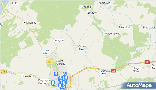 mapa Osowa Sień, Osowa Sień na mapie Targeo