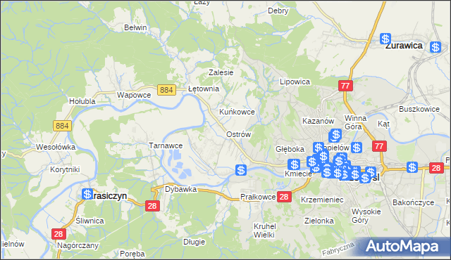 mapa Ostrów gmina Przemyśl, Ostrów gmina Przemyśl na mapie Targeo