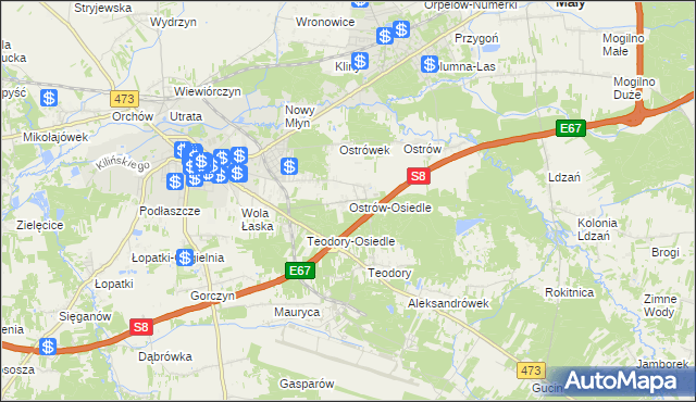 mapa Ostrów-Osiedle, Ostrów-Osiedle na mapie Targeo