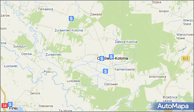 mapa Ostrówek-Kolonia gmina Ostrówek, Ostrówek-Kolonia gmina Ostrówek na mapie Targeo