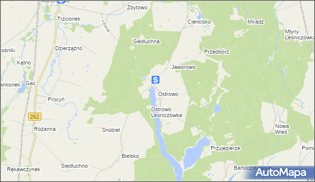 mapa Ostrowo gmina Strzelno, Ostrowo gmina Strzelno na mapie Targeo
