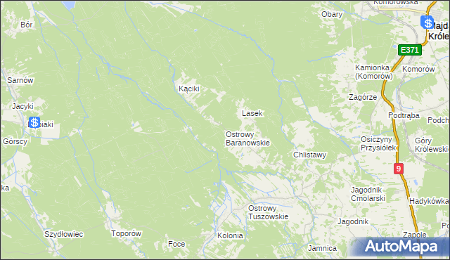 mapa Ostrowy Baranowskie, Ostrowy Baranowskie na mapie Targeo