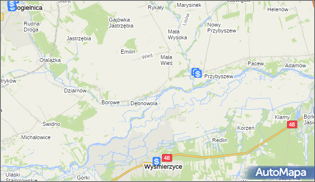 mapa Osuchów gmina Promna, Osuchów gmina Promna na mapie Targeo