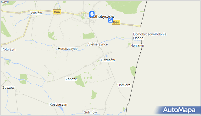 mapa Oszczów, Oszczów na mapie Targeo