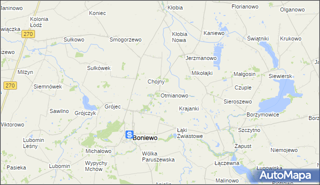 mapa Otmianowo, Otmianowo na mapie Targeo
