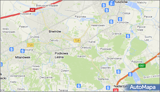 mapa Otrębusy, Otrębusy na mapie Targeo