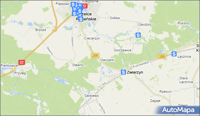 mapa Owczarki gmina Zwierzyn, Owczarki gmina Zwierzyn na mapie Targeo