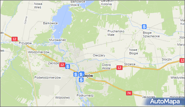 mapa Owczary gmina Mniszków, Owczary gmina Mniszków na mapie Targeo