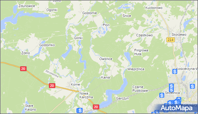 mapa Owśnice, Owśnice na mapie Targeo