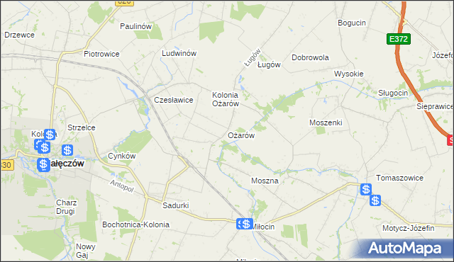 mapa Ożarów gmina Jastków, Ożarów gmina Jastków na mapie Targeo