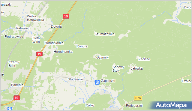 mapa Ożynnik, Ożynnik na mapie Targeo