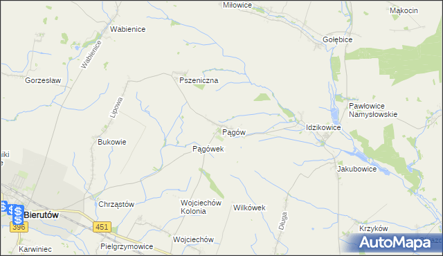mapa Pągów gmina Wilków, Pągów gmina Wilków na mapie Targeo