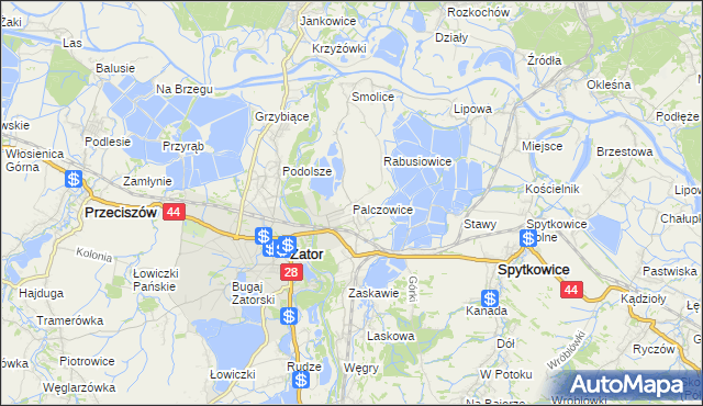 mapa Palczowice, Palczowice na mapie Targeo
