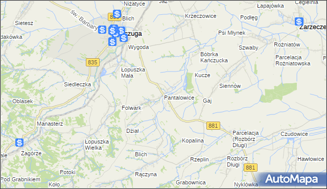 mapa Pantalowice, Pantalowice na mapie Targeo