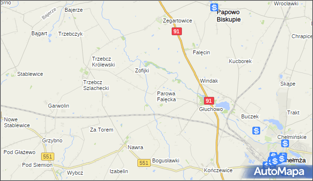 mapa Parowa Falęcka, Parowa Falęcka na mapie Targeo