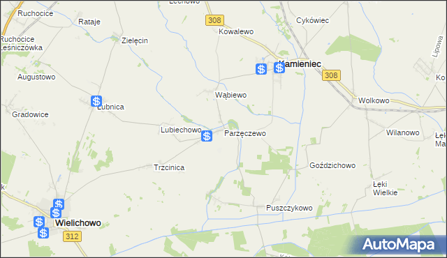 mapa Parzęczewo, Parzęczewo na mapie Targeo