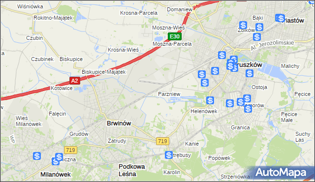 mapa Parzniew, Parzniew na mapie Targeo