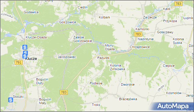 mapa Pazurek, Pazurek na mapie Targeo