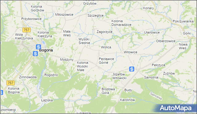 mapa Pęcławice Górne, Pęcławice Górne na mapie Targeo