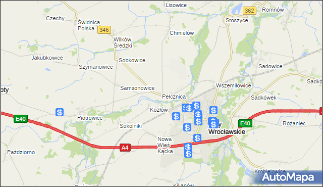 mapa Pełcznica, Pełcznica na mapie Targeo