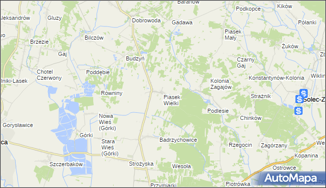 mapa Piasek Wielki, Piasek Wielki na mapie Targeo