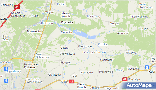 mapa Piaszczyce, Piaszczyce na mapie Targeo
