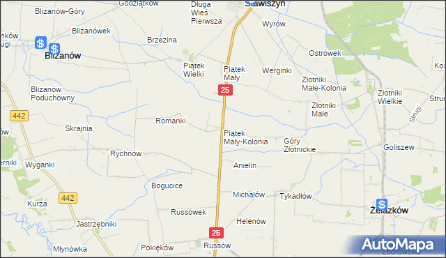 mapa Piątek Mały-Kolonia, Piątek Mały-Kolonia na mapie Targeo