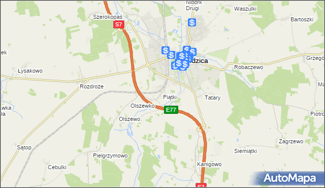 mapa Piątki gmina Nidzica, Piątki gmina Nidzica na mapie Targeo