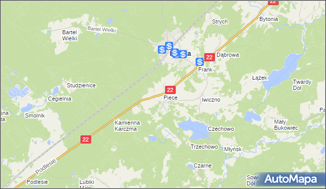 mapa Piece gmina Kaliska, Piece gmina Kaliska na mapie Targeo