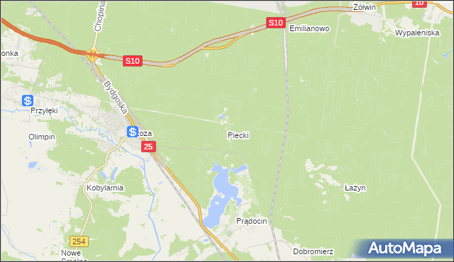 mapa Piecki gmina Nowa Wieś Wielka, Piecki gmina Nowa Wieś Wielka na mapie Targeo