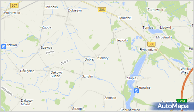 mapa Piekary gmina Stęszew, Piekary gmina Stęszew na mapie Targeo