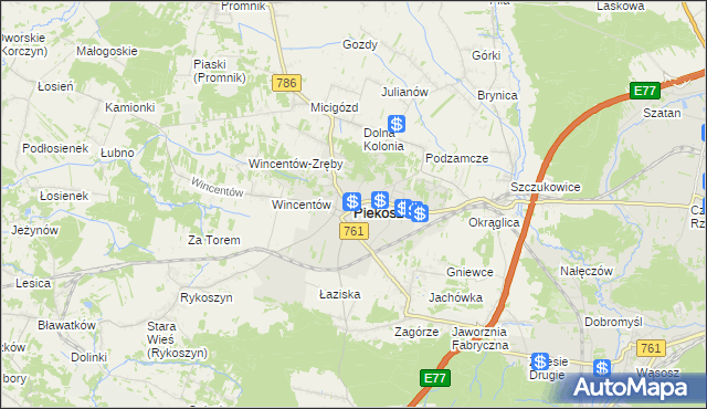 mapa Piekoszów, Piekoszów na mapie Targeo