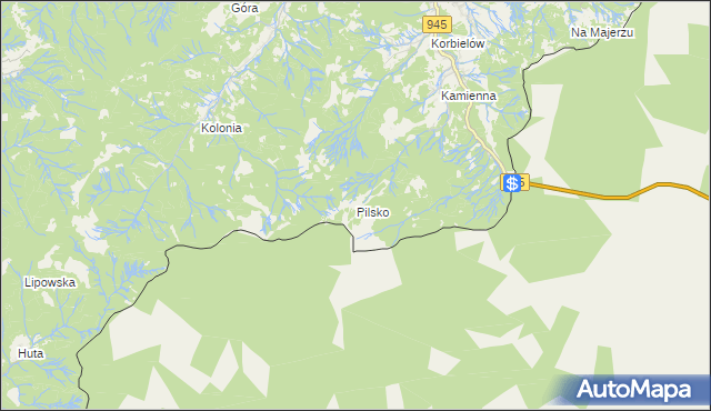 mapa Pilsko gmina Jeleśnia, Pilsko gmina Jeleśnia na mapie Targeo