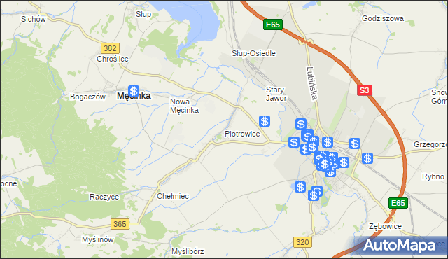 mapa Piotrowice gmina Męcinka, Piotrowice gmina Męcinka na mapie Targeo