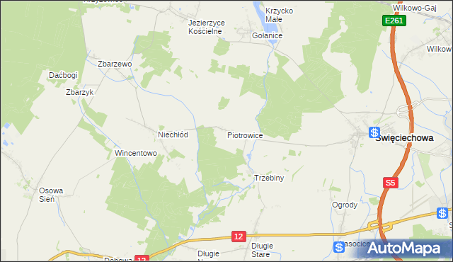 mapa Piotrowice gmina Święciechowa, Piotrowice gmina Święciechowa na mapie Targeo