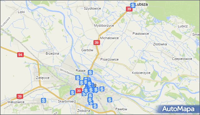 mapa Pisarzowice gmina Lubsza, Pisarzowice gmina Lubsza na mapie Targeo