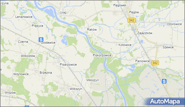 mapa Piskorzowice, Piskorzowice na mapie Targeo