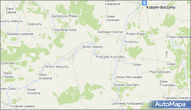 mapa Piszczaty-Kończany, Piszczaty-Kończany na mapie Targeo