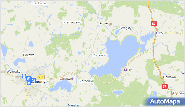 mapa Piszewo, Piszewo na mapie Targeo