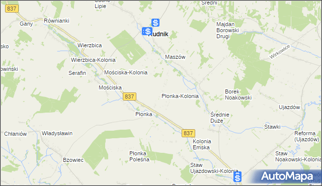 mapa Płonka-Kolonia, Płonka-Kolonia na mapie Targeo